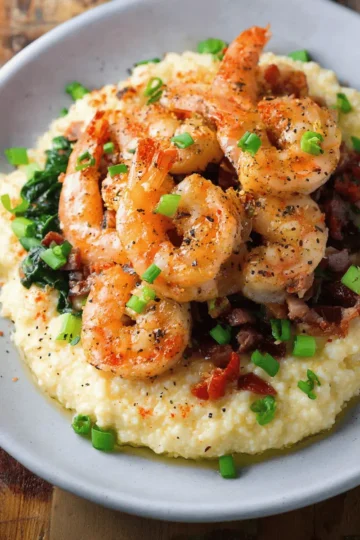 Cauliflower Grits with Spicy Shrimp
