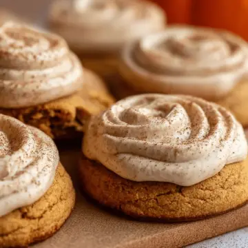 Soft Pumpkin Cookies with Cinnamon Frosting