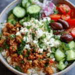 Healthy Greek Ground Turkey Rice Bowl
