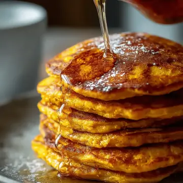 Fluffy Pumpkin Pancakes with Syrup