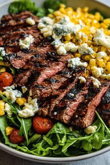 Grilled Balsamic Steak Salad with Gorgonzola & Corn