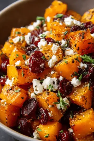 Roasted Butternut Squash with Cranberries & Feta Recipe