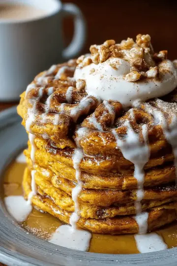 Pumpkin Cinnamon Roll Pancakes