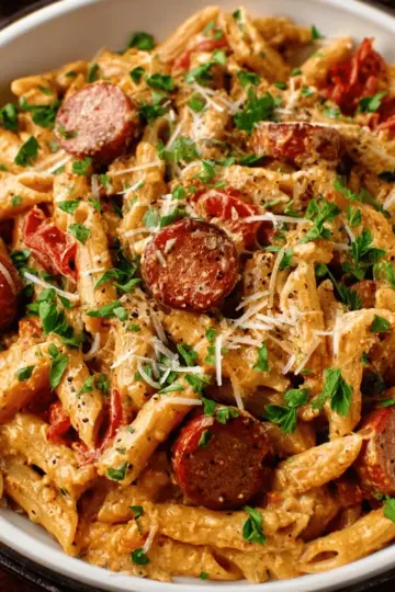 One Pot Creamy Cajun Sausage Pasta