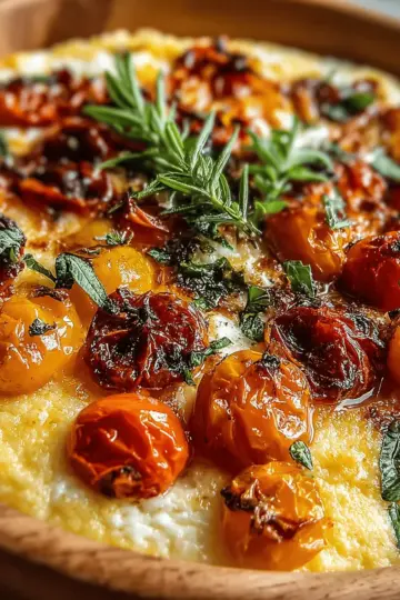 Savory Herbed Polenta & Roasted Tomato Bake