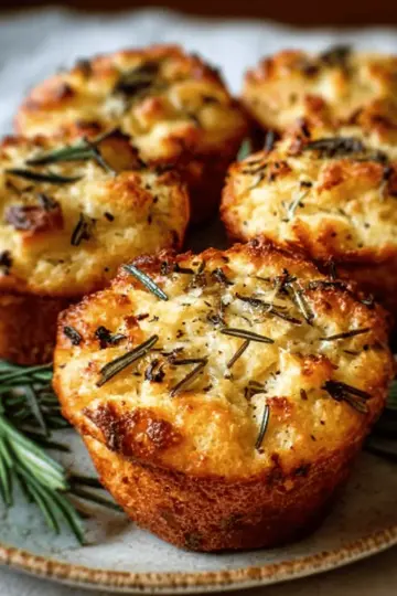 Golden Crust Garlic Rosemary Focaccia Muffins