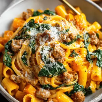 Creamy Butternut Squash Pasta with Sausage and Spinach