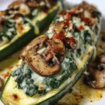 Creamy Ricotta-Stuffed Zucchini with Spinach and Mushrooms