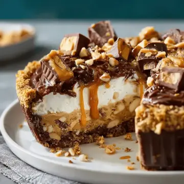 No-Bake Snickers Pie