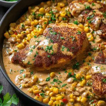Skillet Creamy Cajun Chicken Lazone with Herby Corn