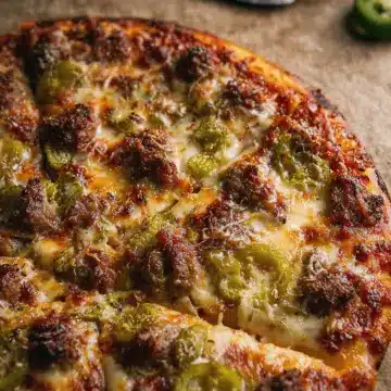 Spicy Chicago Thin Crust Sausage and Pepperoncini Pizza