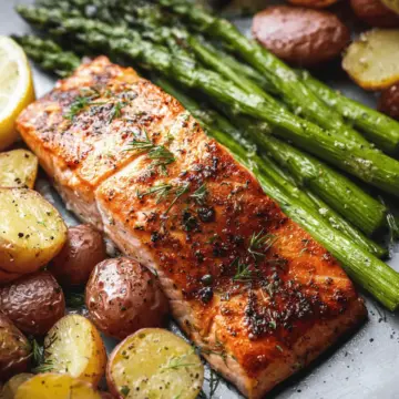 Sheet Pan Salmon and Asparagus with Potatoes