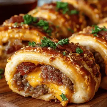 Garlic Butter Bacon Cheeseburger Rollups