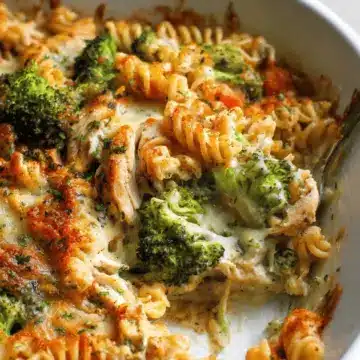 Ultra Lazy HEALTHY Chicken and Broccoli Pasta Bake