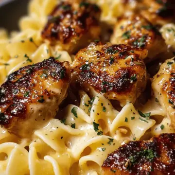 Garlic Butter Chicken Bites with Creamy Parmesan Pasta