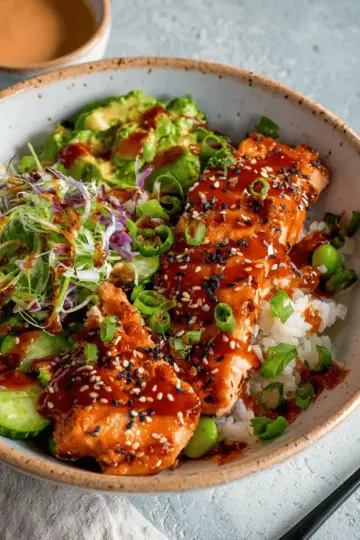 Honey Sriracha Salmon Bowls