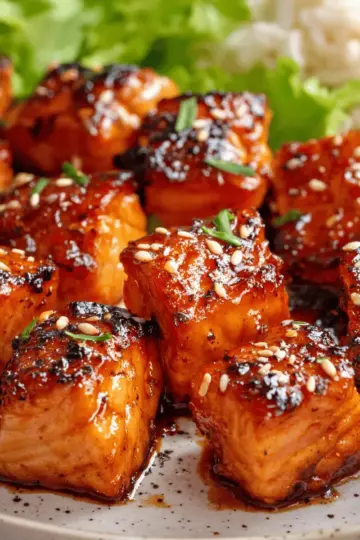 Glazed Honey Garlic Salmon Bites