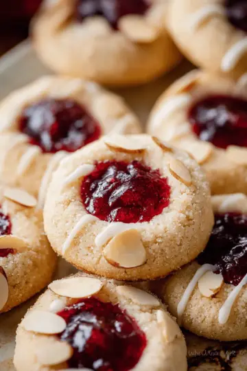 Raspberry Almond Thumbprint Cookies