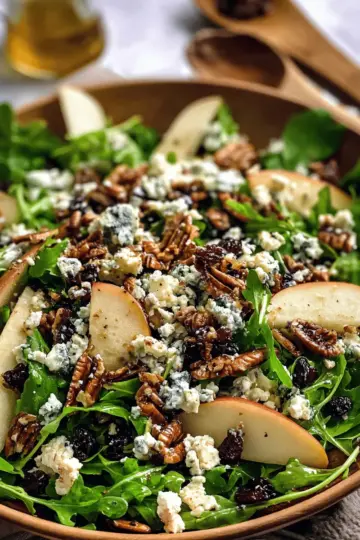 Easy Blue Cheese Apple Salad with Arugula and Pecans
