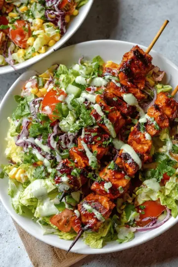 BBQ Chicken Skewer Salad