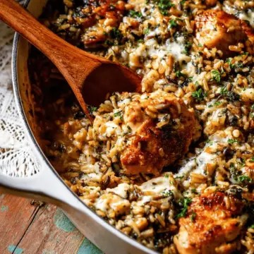 Creamy Garlic Chicken Wild Rice Casserole