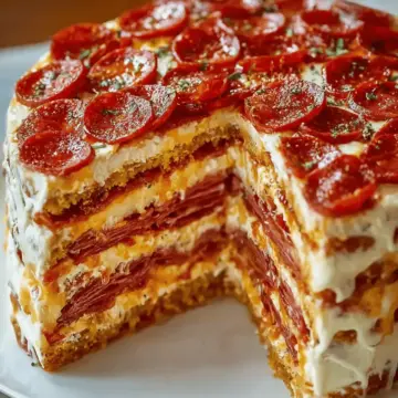 Pepperoni Pizza Layer Cake Recipe