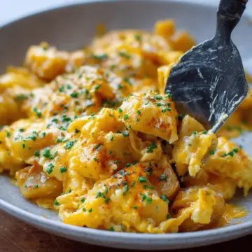Cheesy Potato Egg Scramble