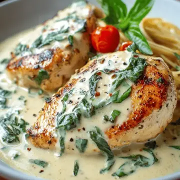 Mozzarella Chicken in Basil Cream Sauce