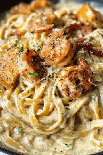 Cajun Chicken and Shrimp Alfredo