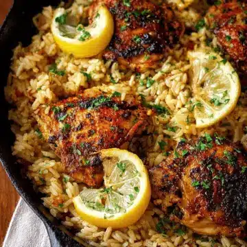 One Pot Greek Chicken and Lemon Rice