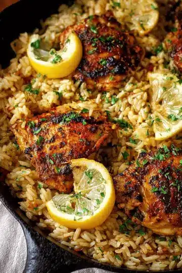 One Pot Greek Chicken and Lemon Rice