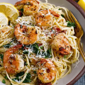 Lemon Garlic Parmesan Shrimp Pasta