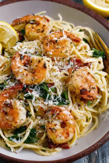 Lemon Garlic Parmesan Shrimp Pasta