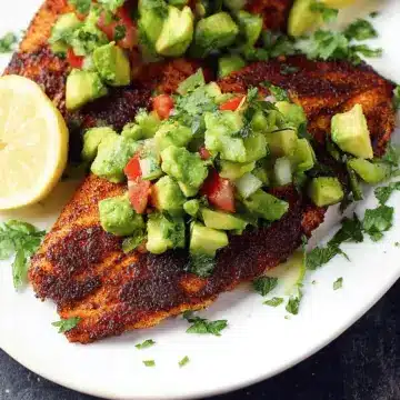 10-Minute Blackened Tilapia with Avocado Cucumber Salsa