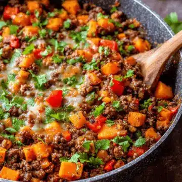 Southwest Ground Beef and Sweet Potato Skillet