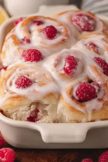 Raspberry Sweet Rolls with Lemon Glaze