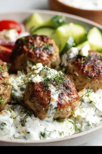 Healthy Greek Turkey Meatballs With Tzatziki
