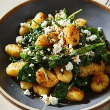 Crispy Gnocchi With Spinach and Feta