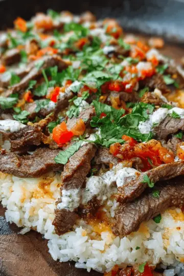 Steak Cheese and Rice