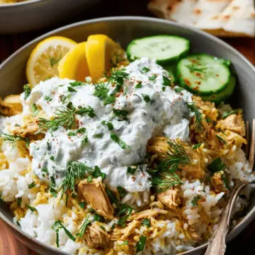Dump-and-Bake Chicken Tzatziki with Rice