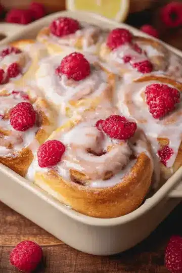 Raspberry Sweet Rolls with Lemon Glaze