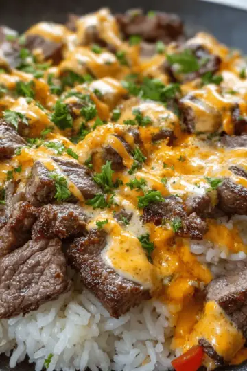 Steak Cheese and Rice