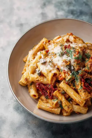 Creamy Sun-Dried Tomato Pasta with Capers and Dill
