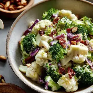 Apple Broccoli Cauliflower Salad with Lemon