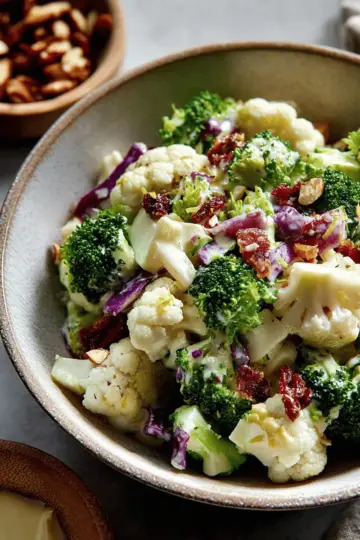 Apple Broccoli Cauliflower Salad with Lemon