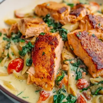 Healthy & Creamy Tuscan Salmon Pasta