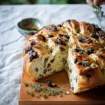 Olive and cheese bread with capers and thyme