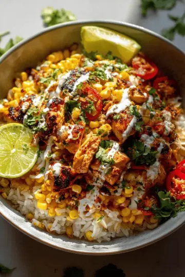 Street Corn Chicken Rice Bowl