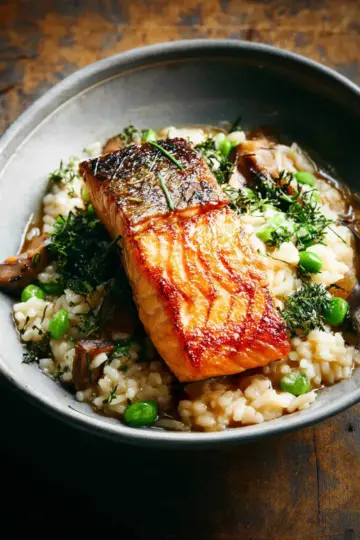 Japanese Style Risotto with Seared Salmon