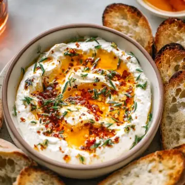 Quick Whipped Ricotta Dip with Hot Honey Appetizer
